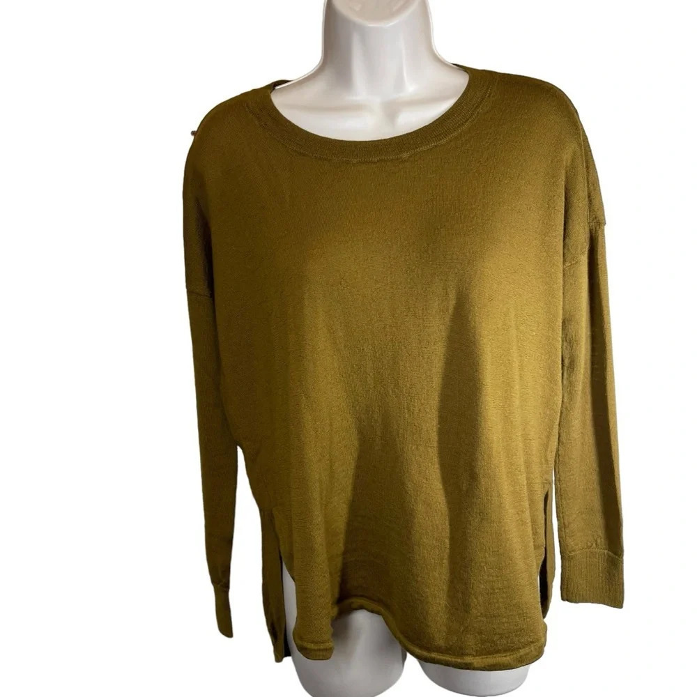 Madewell merino wool pullover sweater brown side slits women’s small